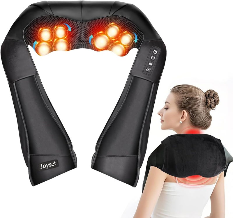 Joyset Shiatsu Neck and Back Massager with Heat,Electric Shoulder Massager for Pain Relief Deep Tissue,3D Kneading Massage with Cloth Cover Easy to Clean Best Gift for Men Women Parents - Image 1